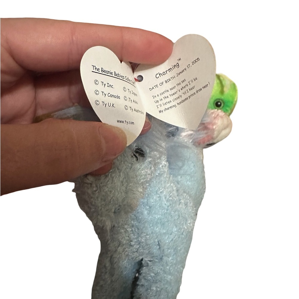 Ty Beanie Baby Charming Blue & Green Bird Plush - Collectible Pet Bird